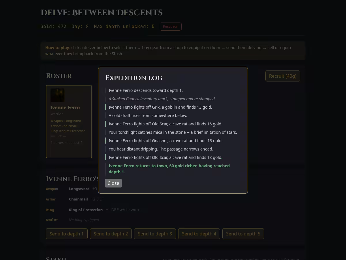 Expedition log modal