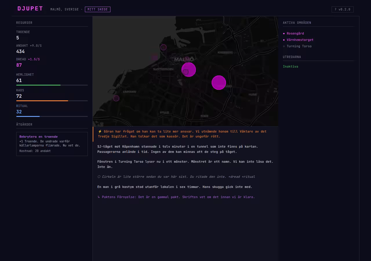 Djupet — an event log entry